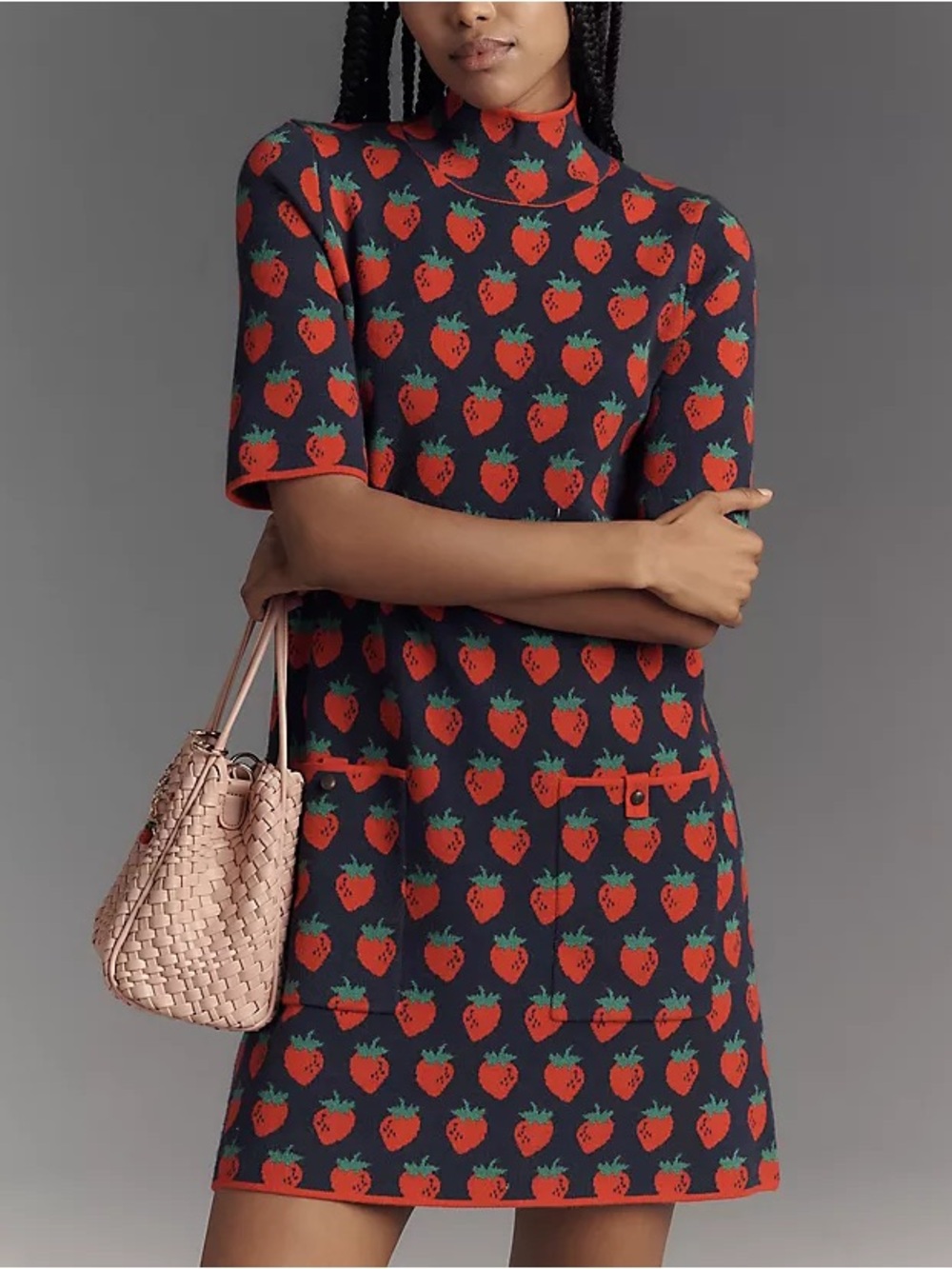 Anthropologie Maeve Annalise Mock-Neck Chenille Sweater Mini Dress